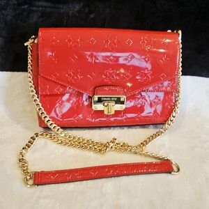 New Michael Kors Red Patent Leather Chain Bag